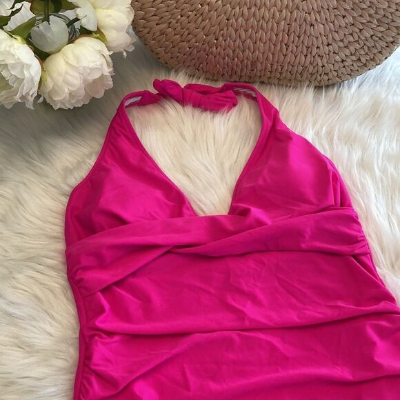 One Piece Fuchsia Hot Pink Swimsuit Size M - Picture 7 of 8